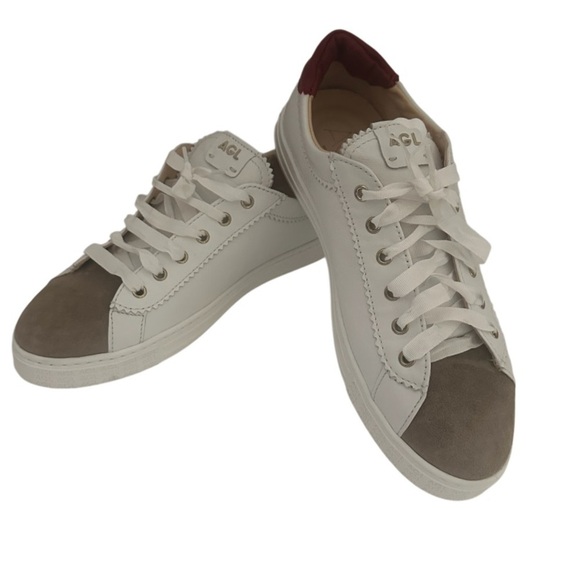 AGL SADE RED White Leather Low Top Tennis Sneaker, Red/Beige,Size 39.5/9.5, NWOB - Picture 8 of 16